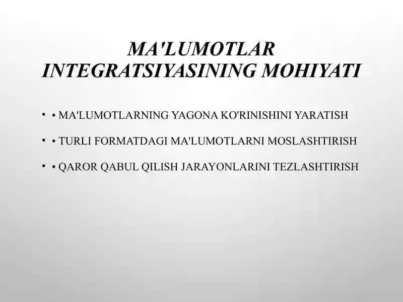 Axborotboshqarish tizimlari va ma'lumotlar integratsiyasi 3