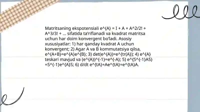 Ekspotensial matritsani hisoblash 3