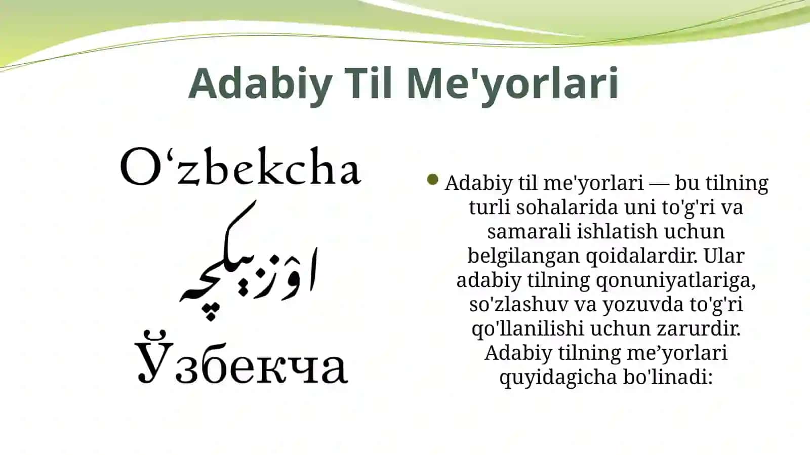 Adabiy til meʼyorlari. Yangi alifbo va imlo meʼyorilari 3