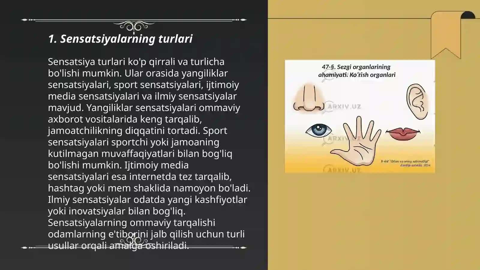 Sensatsiyalarning tasnifi 3