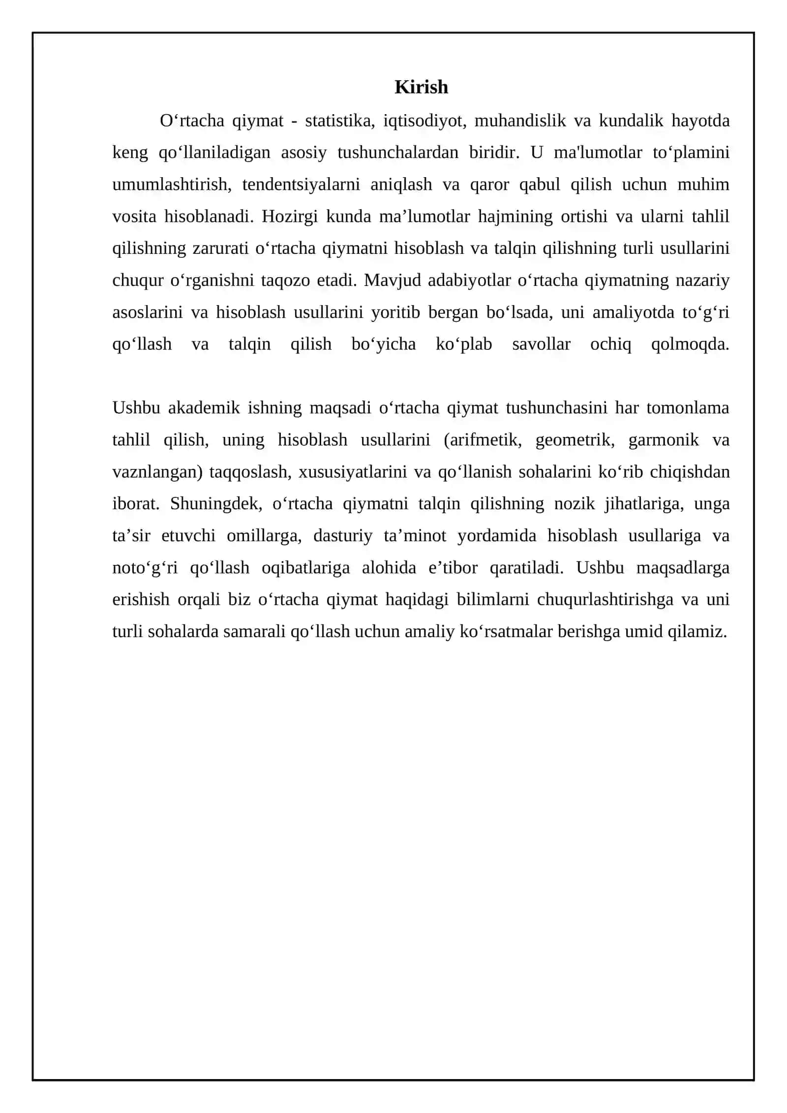 Oʻrtacha qiymatni hisoblash va talqin qilish 3