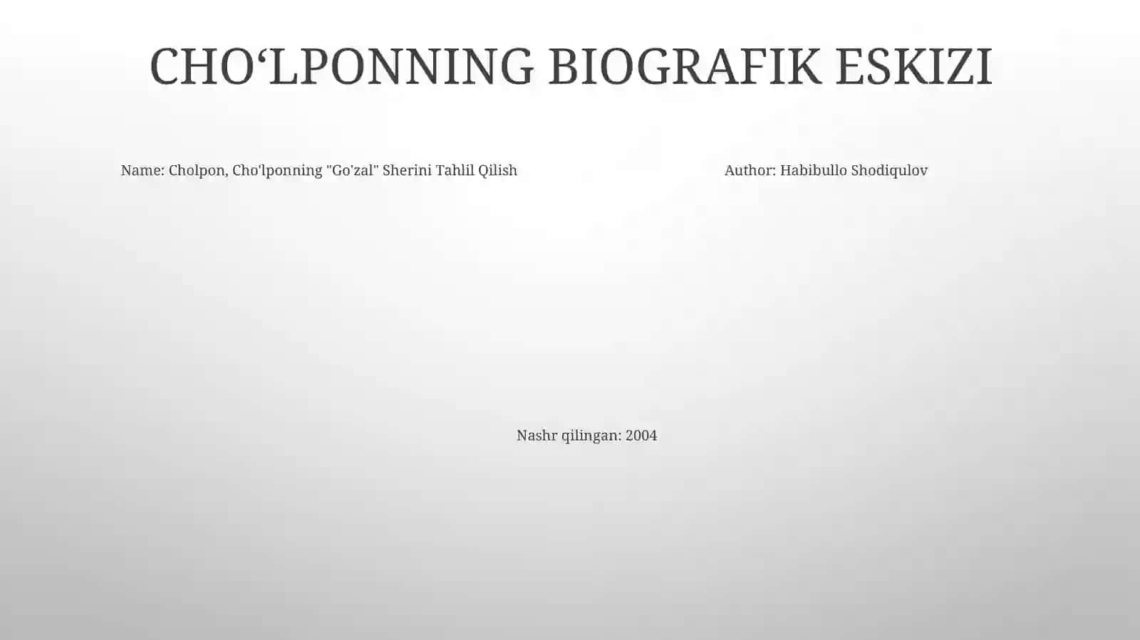 Cho'Lponning "Go'Zal" Sherini Tahlil Qilish 3