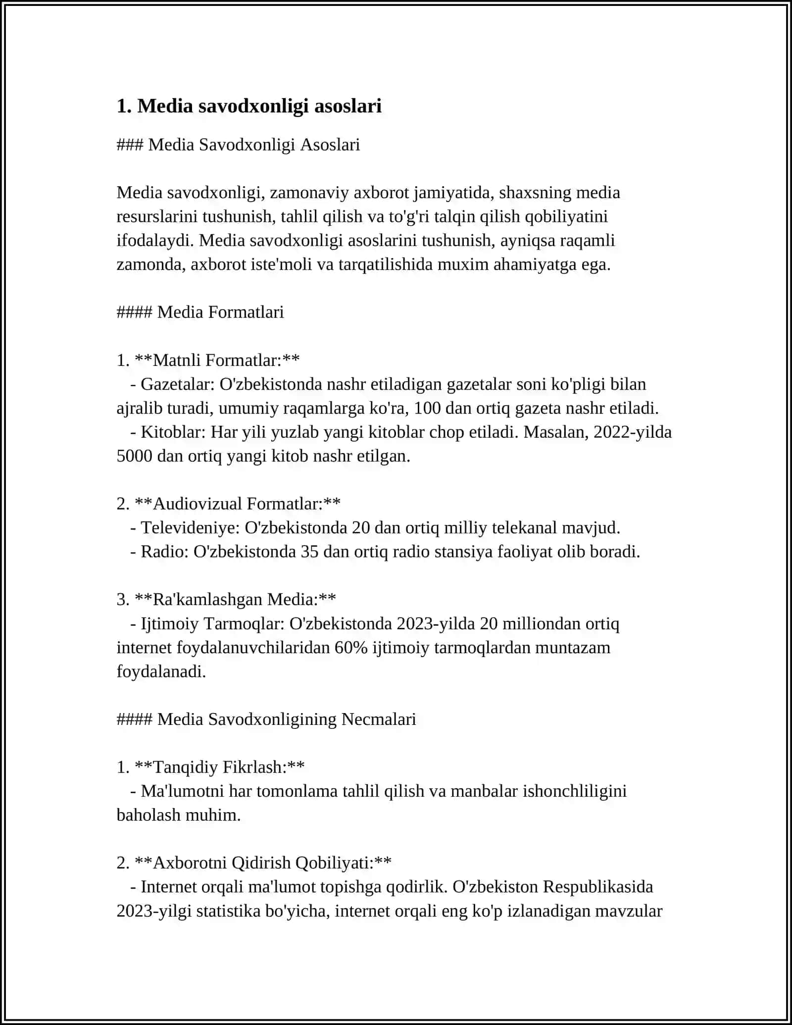 MEDIA SAVODXONLIGINI QANDAY OSHIRISH MUMKIN? 3