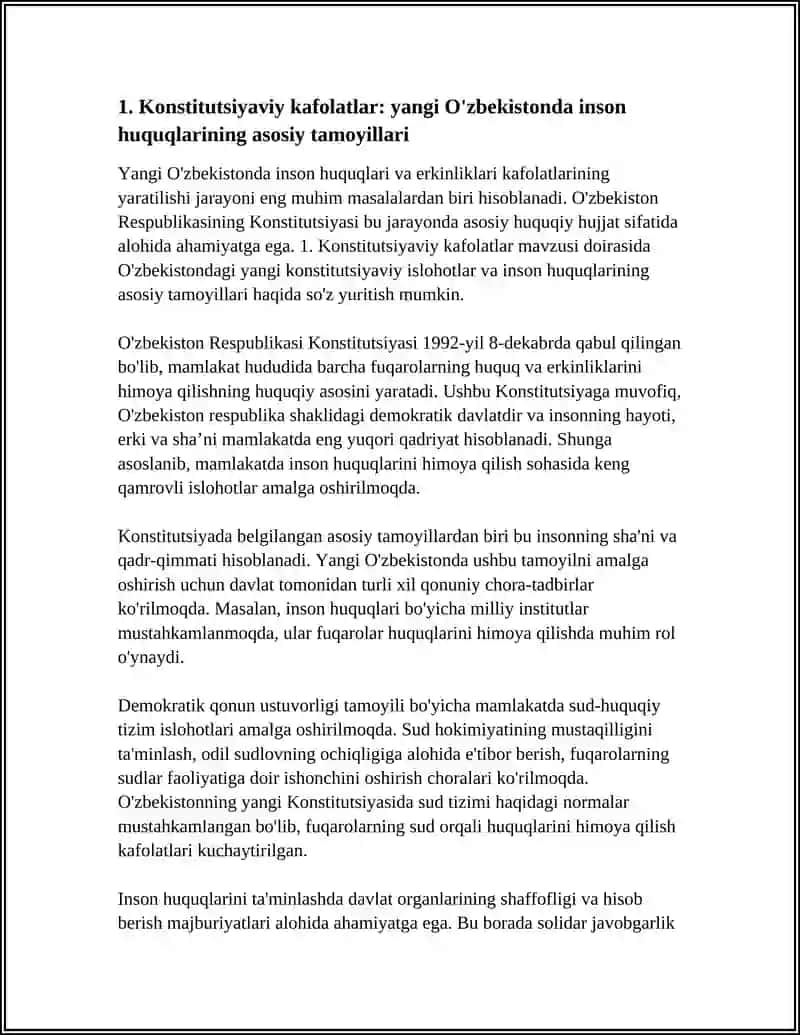 Yangi O'zbekistonda Inson Haq Huquqlari va Erkinliklari Kafolatining Yaratilishi 3