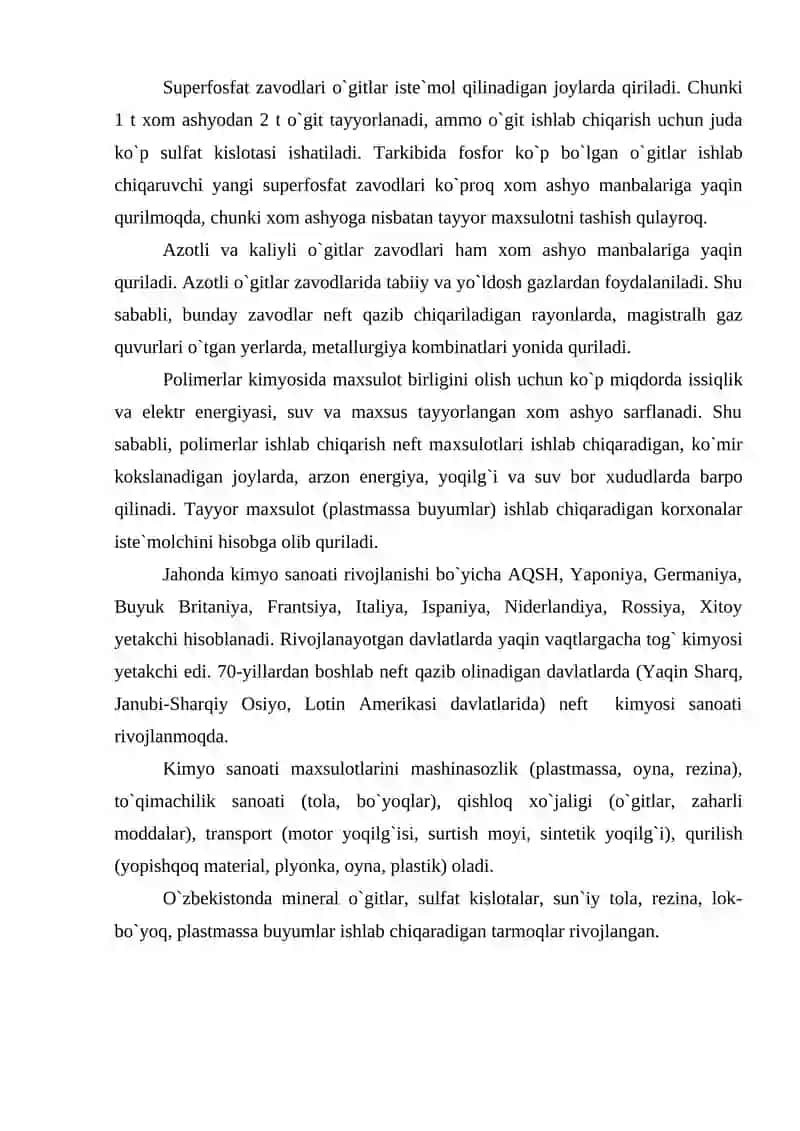 O`ZBEKISTON KIMYO FANI VA KIMYO SANOATI RIVOJLANGAN DAVLAT 3