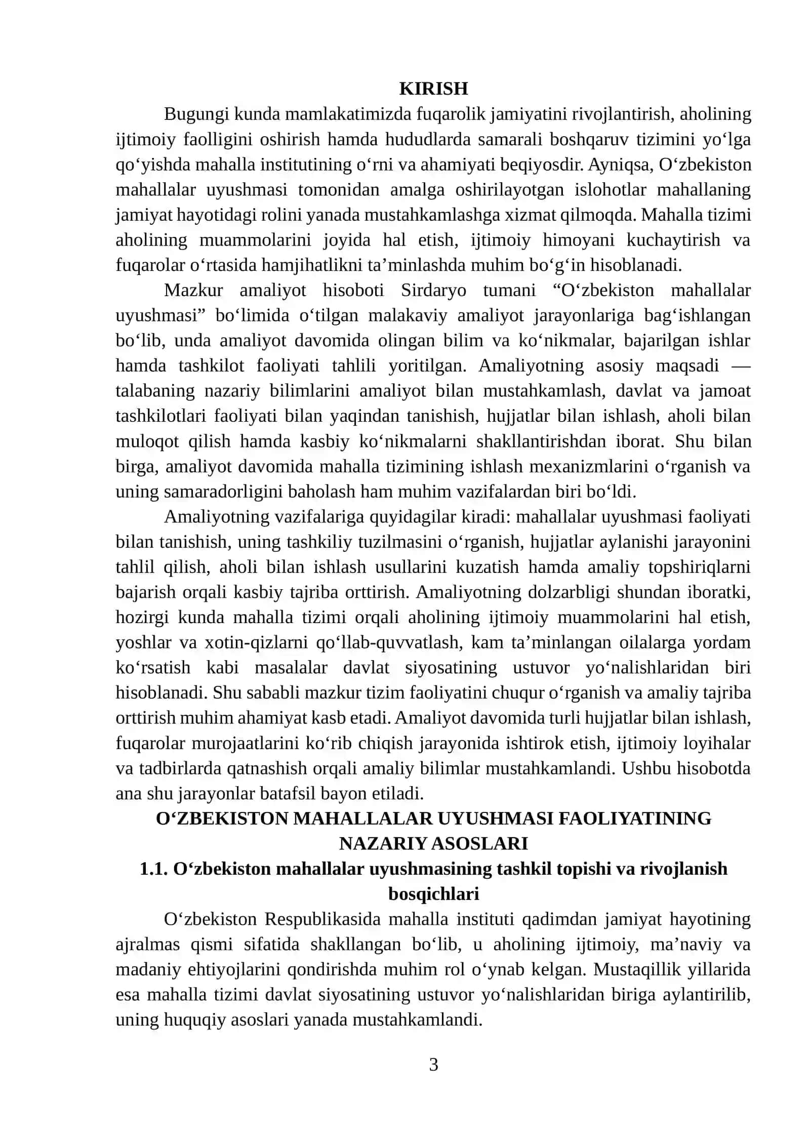 Sirdaryo tumani “O‘zbekiston mahallalar uyushmasi” bo‘limida o‘tilgan malakaviy amaliyot 3