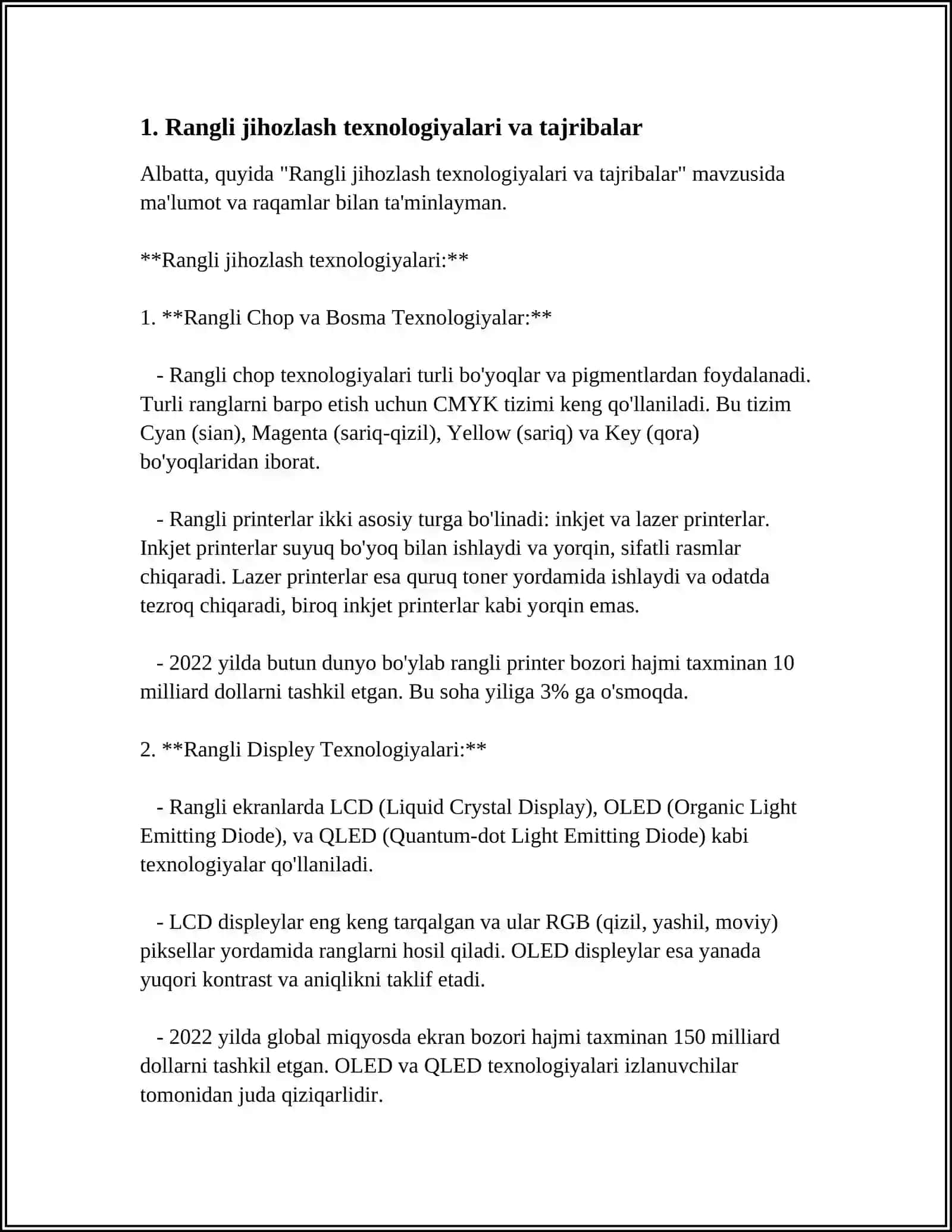 MAVZULI KARTALARNI RANGLI JIHOZLASH LOYIHASINI ISHLAB CHIQISH 3