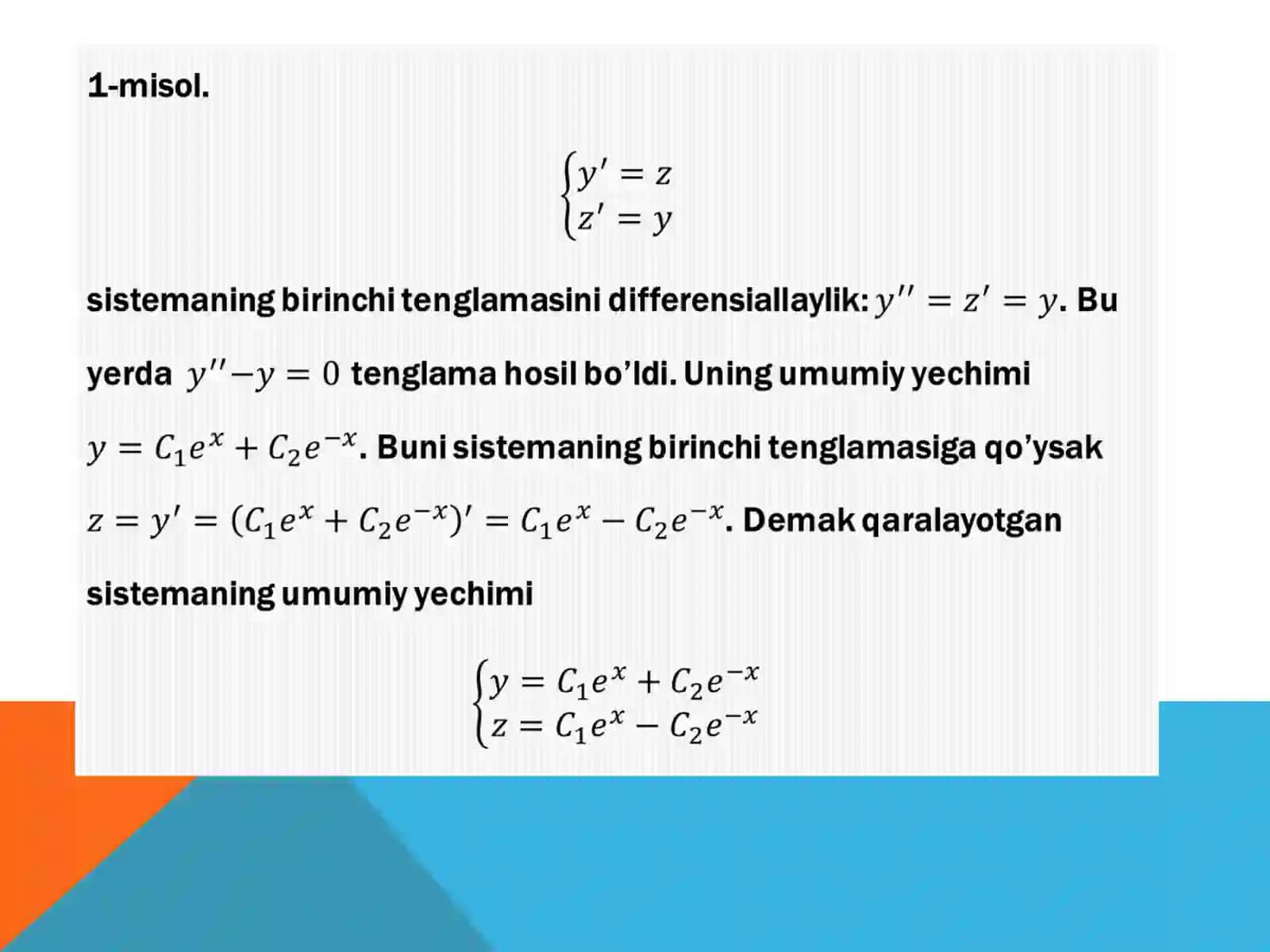 Differensial tenglamalar sistemasini integrallash 3