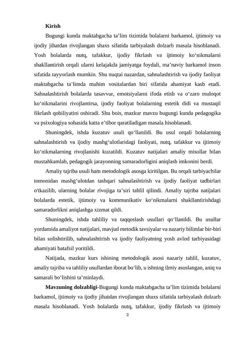 Maktabgacha taʼlimda sahnalashtirish va ijodiy faoliyatga oʻrgatish fanining yosh avlodga barkamol inson qilib tarbiyalashdagi roʻli.docx 3