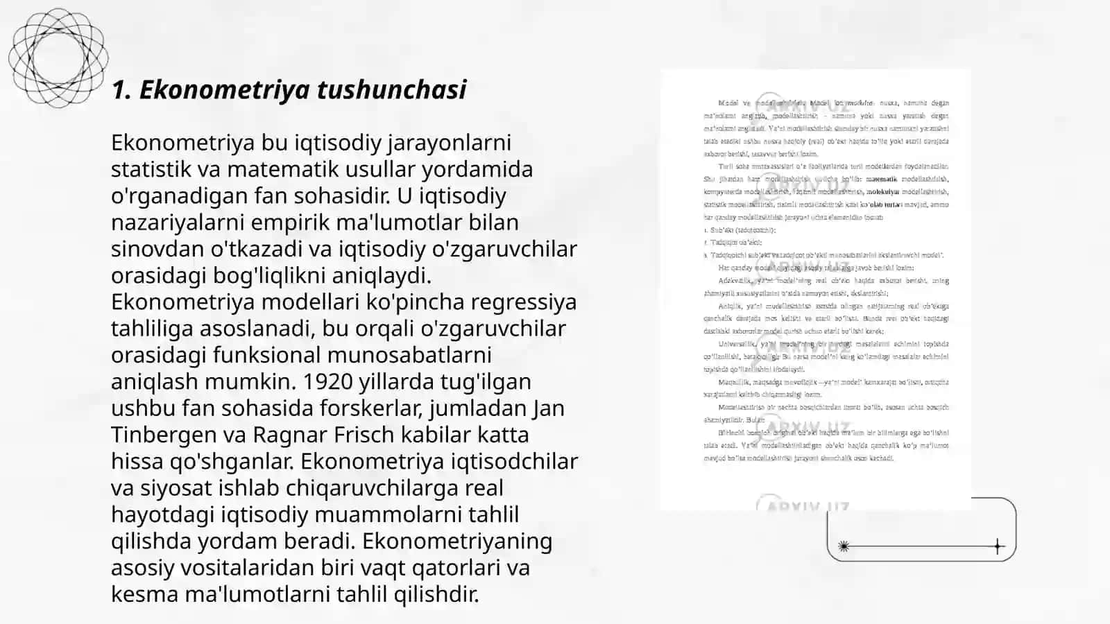 Ekonometrik modellashtirish asoslari 3