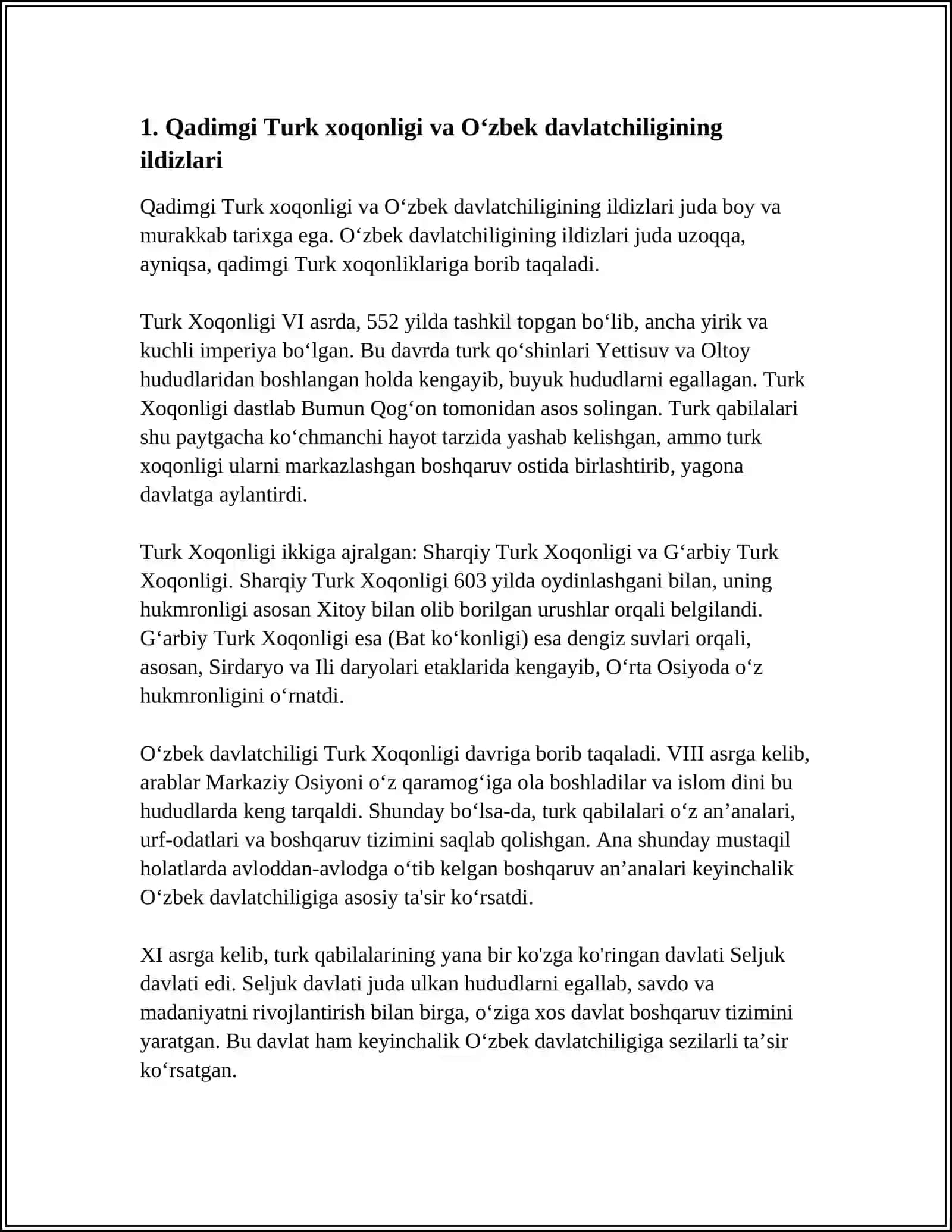 OʻZBEK DAVLATCHILIGINING TARIXIY BOSQICHLARI (OʻZBEKISTON HUDUDIDAGI DAVLATLAR TARIXI MISOLIDA) 3