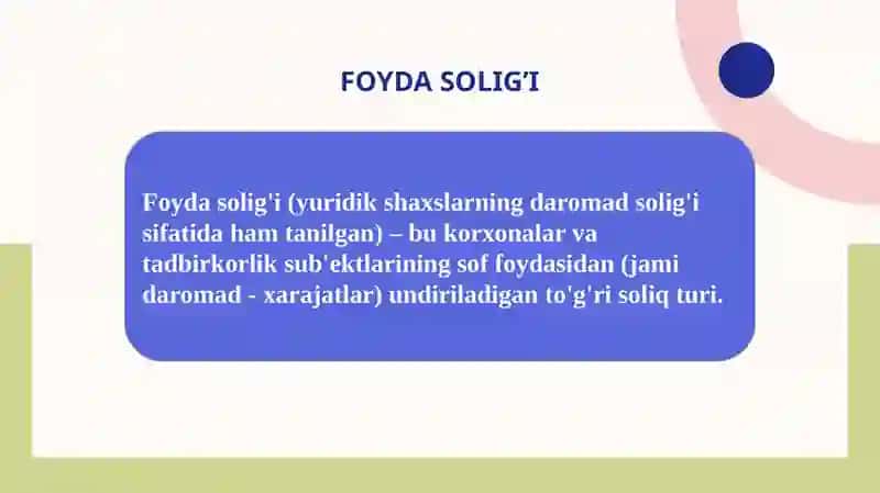 Foyda solig’ining iqtisodiy mohiyati va joriy etish bosqichlari 3