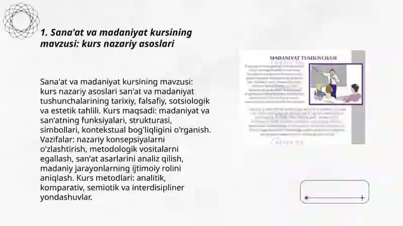 Sana’t va madaniyat kursi 3