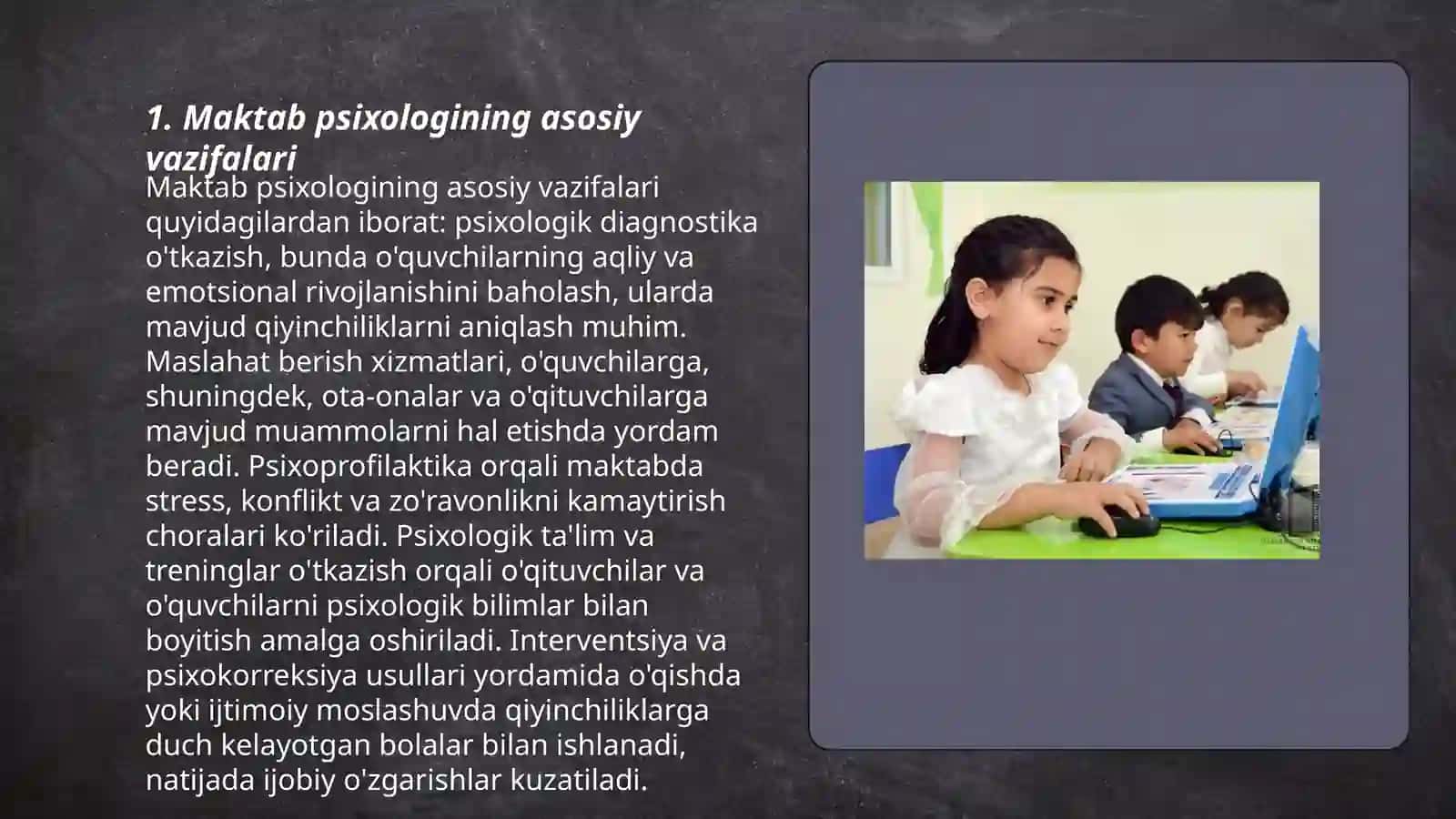 Maktab psixologining asosiy faoliyat turi 3