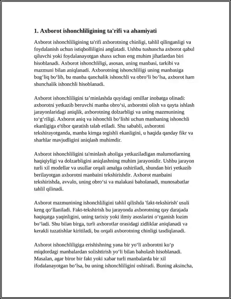 AXBOROTNING ISHONCHLILIGI VA TEKSHIRISH USULLAR 3