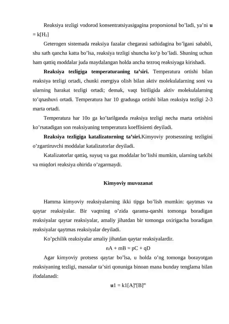 Kimyoviy reaksiyalarning tezligi 3