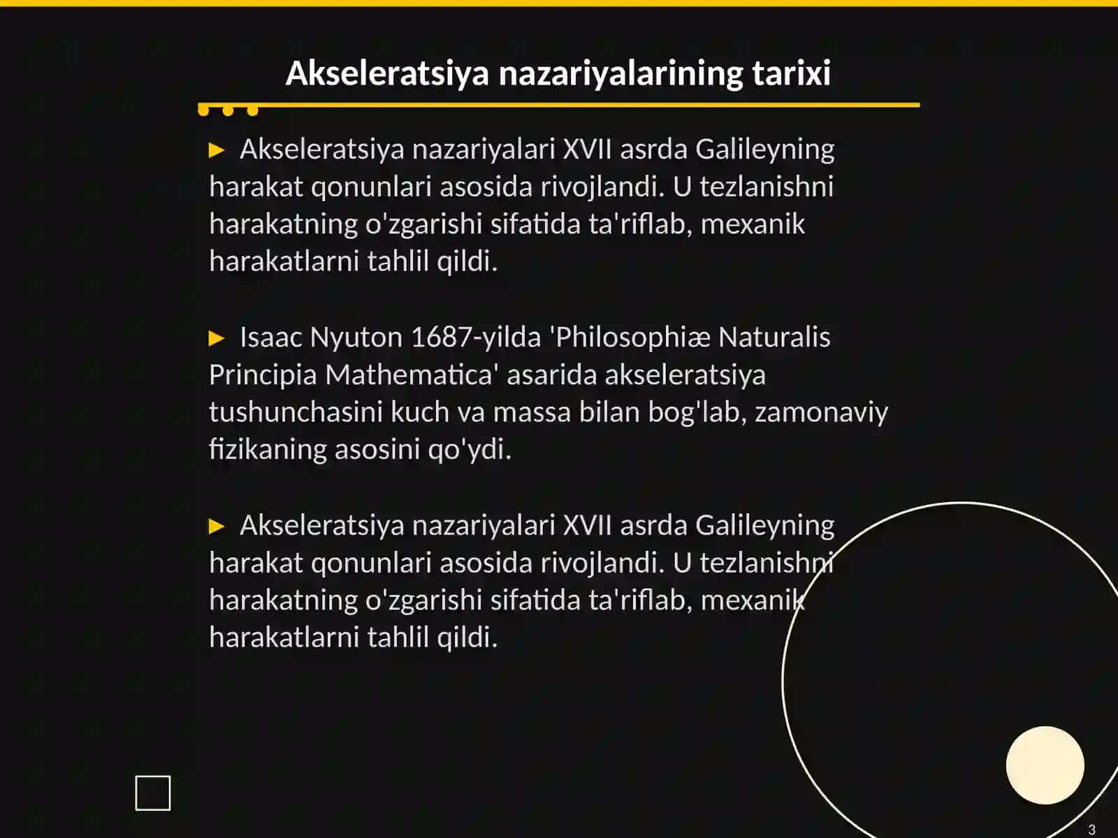 Akseleratsiya nazariyalari 3