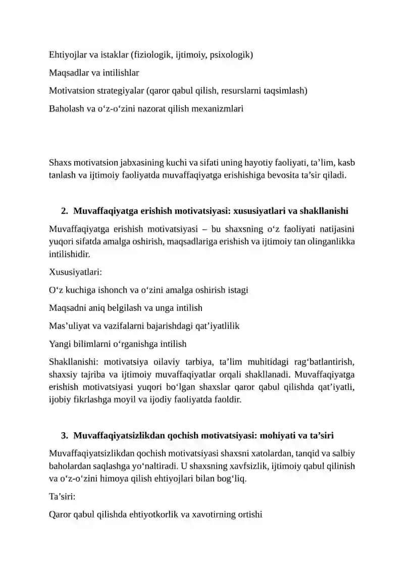 SHAXSNING MOTIVATSION JABXASI: MUVAFFAQIYATGA ERISHISH VA MUVAFFAQIYATSIZLIKDAN QOCHISH MOTIVATSIYASI 3