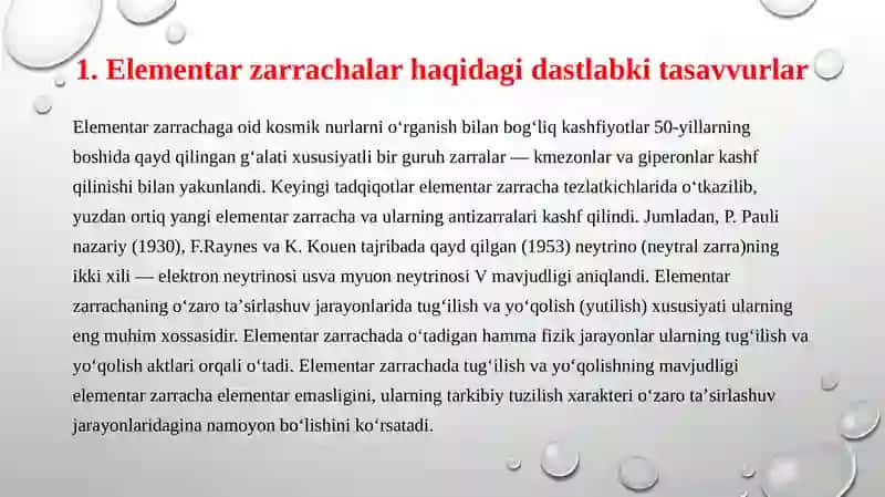 Elementar zarrachalarning paydo bo’lish tarixi 3