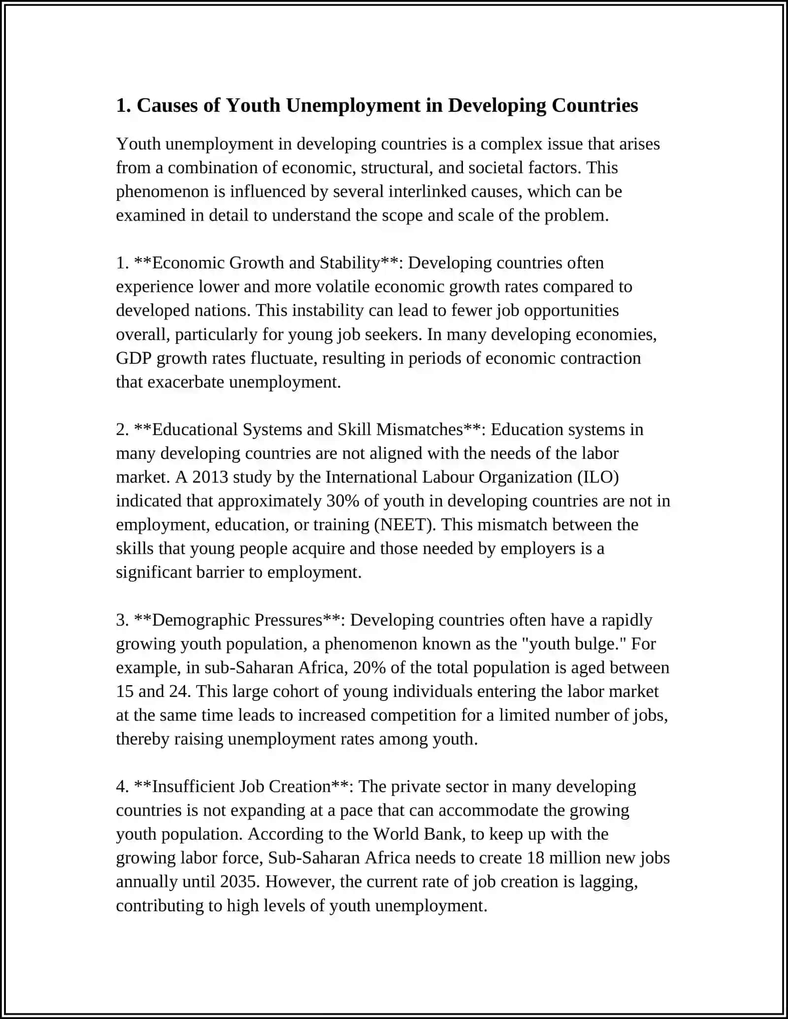 UNEMPLOYMENT – ITS EFFECTS ON YOUTH IN DEVELOPING COUNTRIES 3