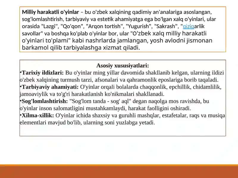 Jismoniy sifatlarni (tezkorlik, chaqqonlikni, chidamkorlik) ni   rivojlantirish uchun milliy harakatli o‘yinlardan foydalanish 3
