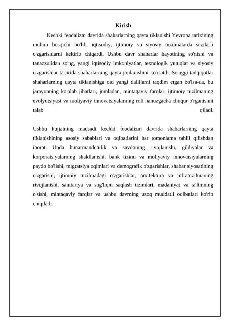 Kechki feodalizm davrida shaharlarning qayta tiklanishi 3