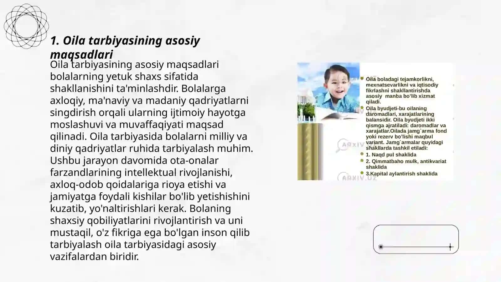Oila tarbiyasi. O’quvchilarning jismoniy va estetik tarbiyasi 3