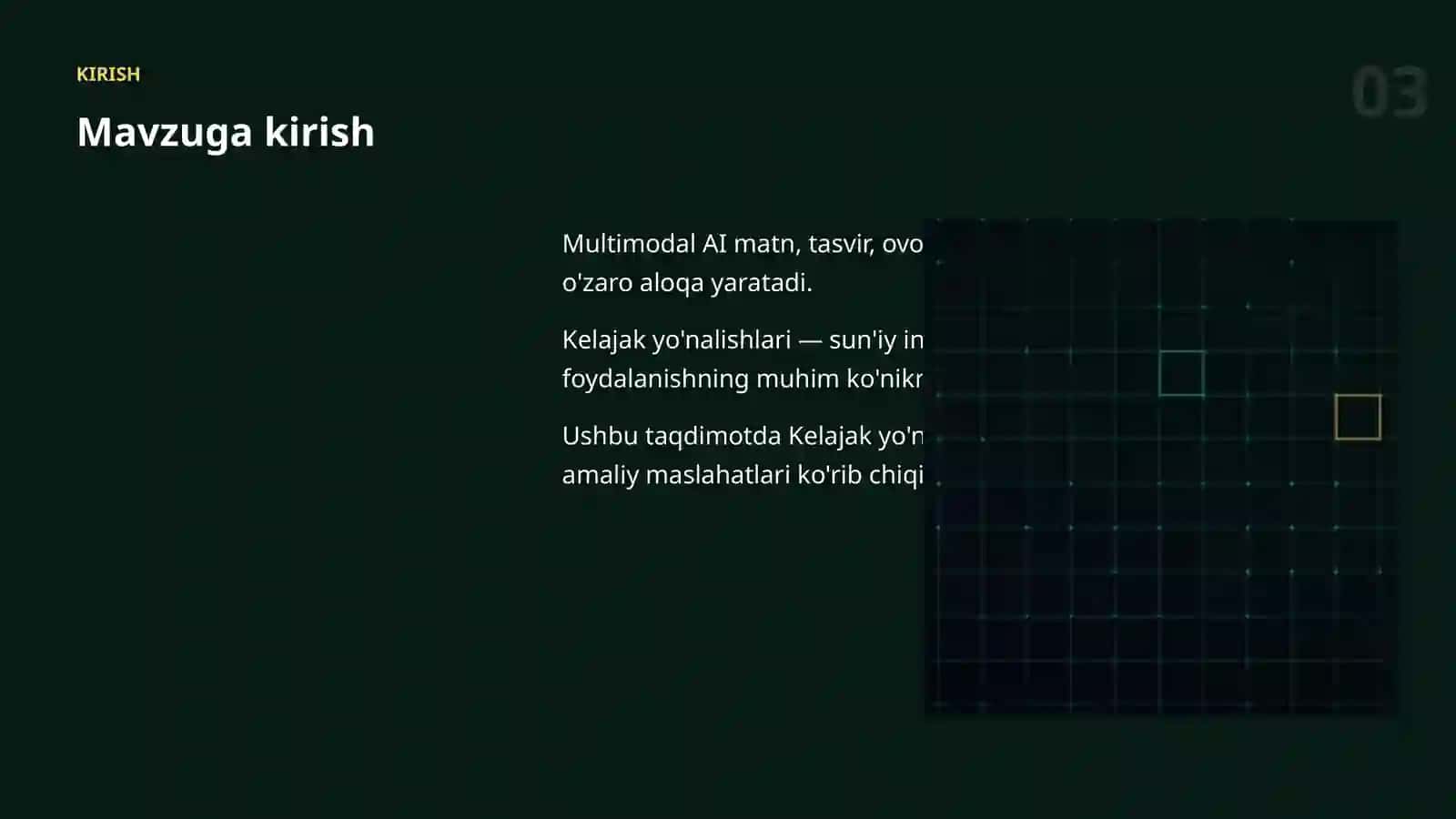 MULTIMODAL AI Kelajak yo'nalishlari: amaliy qo'llanma 3