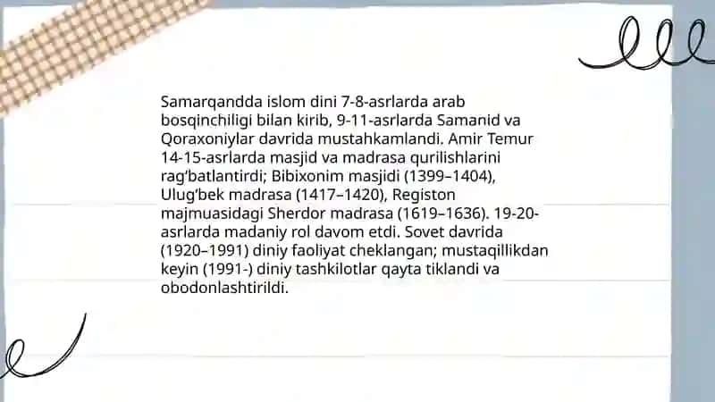 Samarqanddagi islom diniy tashkilotlarining tarixi 3