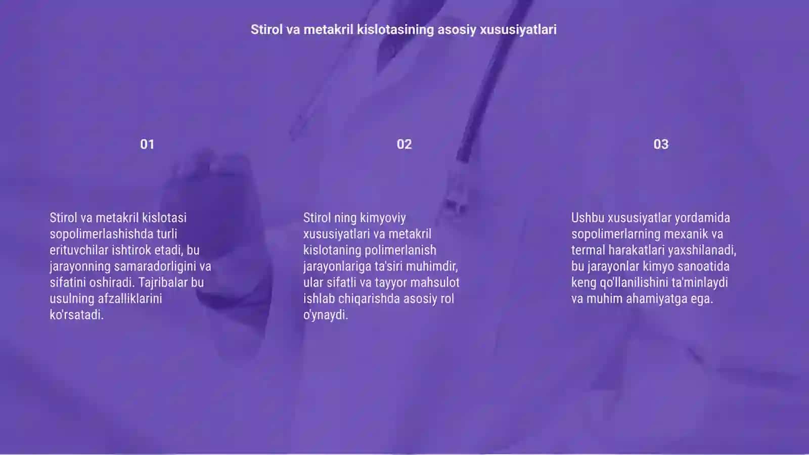 Stirol bilan metakril kislotasini sopolimerlanishi 3