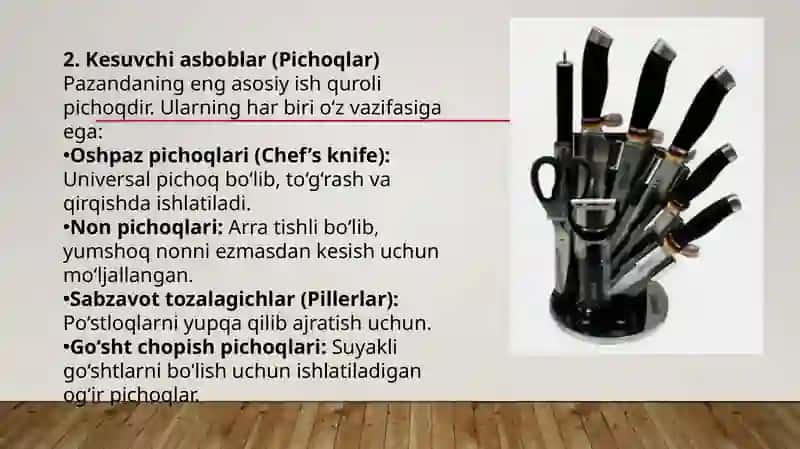 Pazandachilikda ishlatiladigan asbob va uskunalar 3