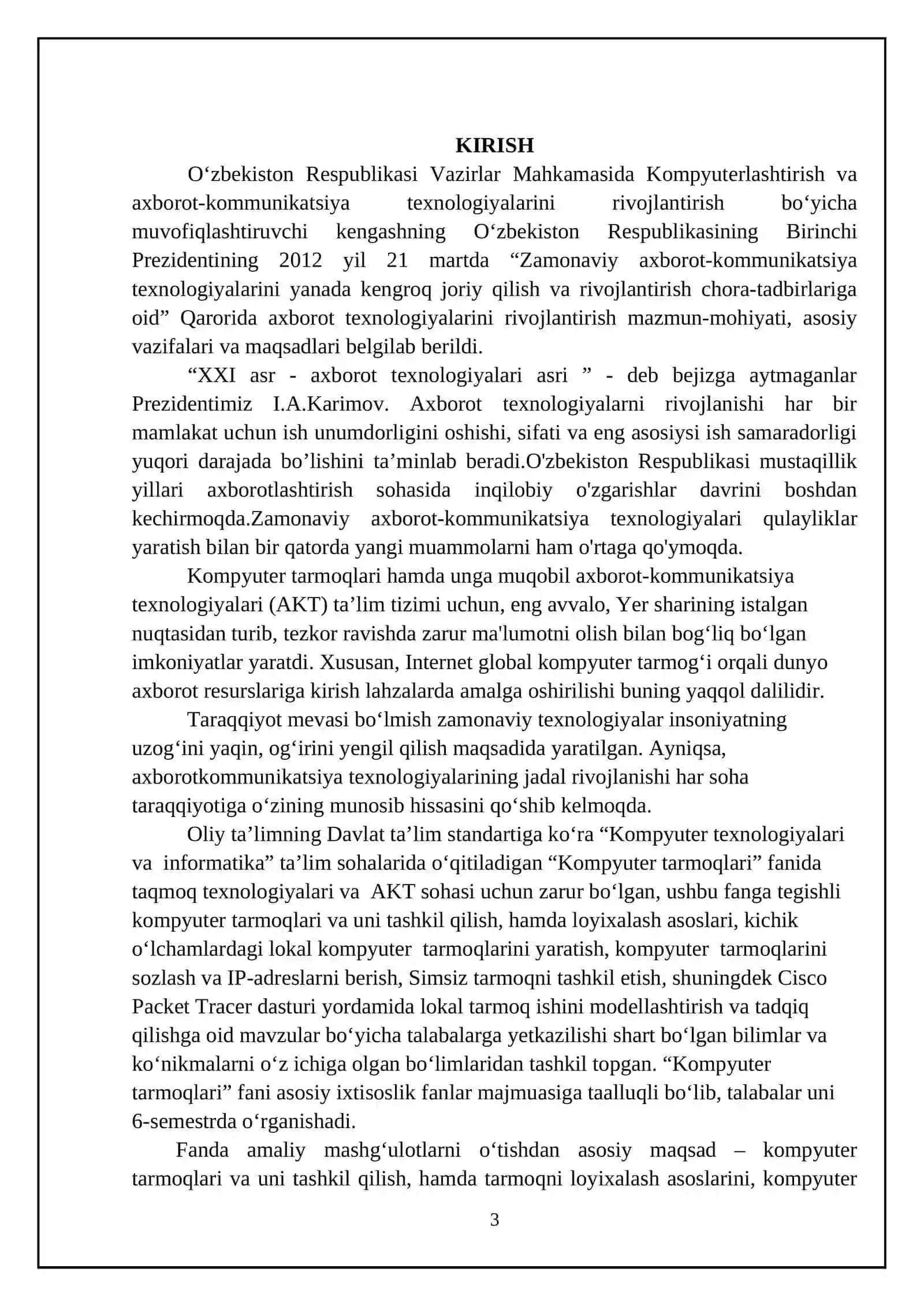 Fakultet: “Kompyuter injiniringi” 3