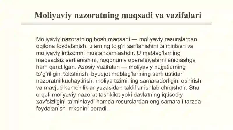 Moliyaviy nazorat va uning tamoyillari. 3