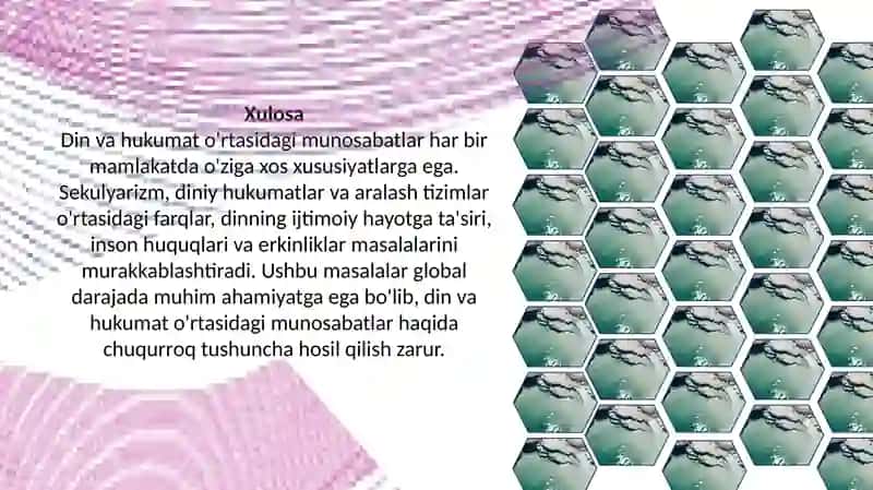 Dinvahukumato'rtasidagi munosabatlar: Turlimamlakatlardagi holatlar 3