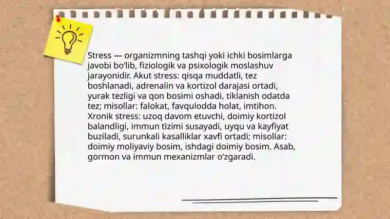 Stressning taʼrifi va turlari (akut va xronik) 3