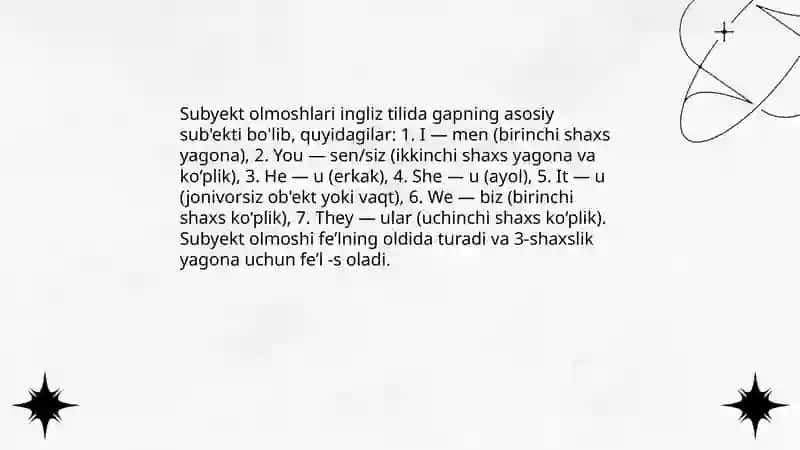 "Olmoshlar" ingliz tilidagi olmoshlar mavzusini 3