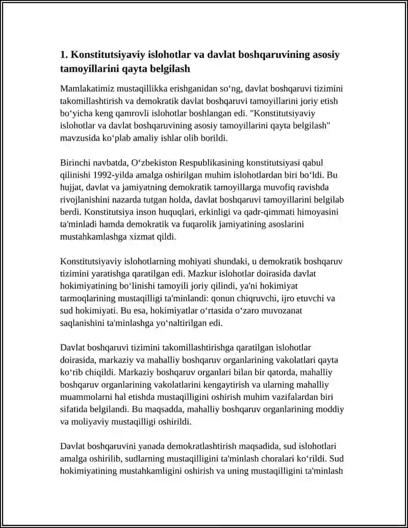 MUSTAQILLIK YILLARIDA DAVLAT BOSHQARUVI TIZIMIDA AMALGAOSHIRILGAN ISLOHOTLAR 3