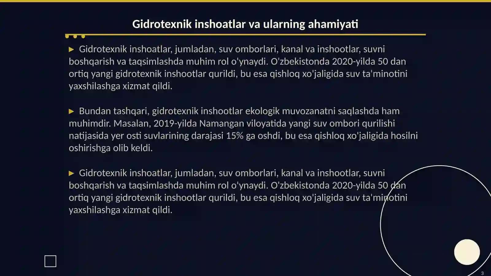 Gidrotexnik inshoatlar samaradorlikgini ishlab chiqish 3