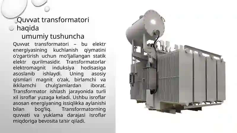 Quvvat transformatorlarida isroflarni hisoblash usullari 3