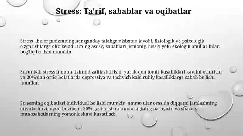 Stress va Stressni Boshqarish 3