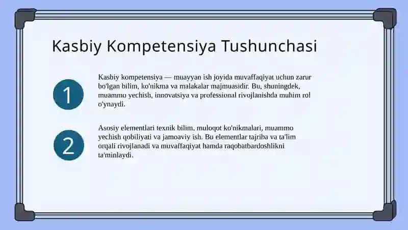 Kompitensiyaning shakillantirish bosqichlari 3
