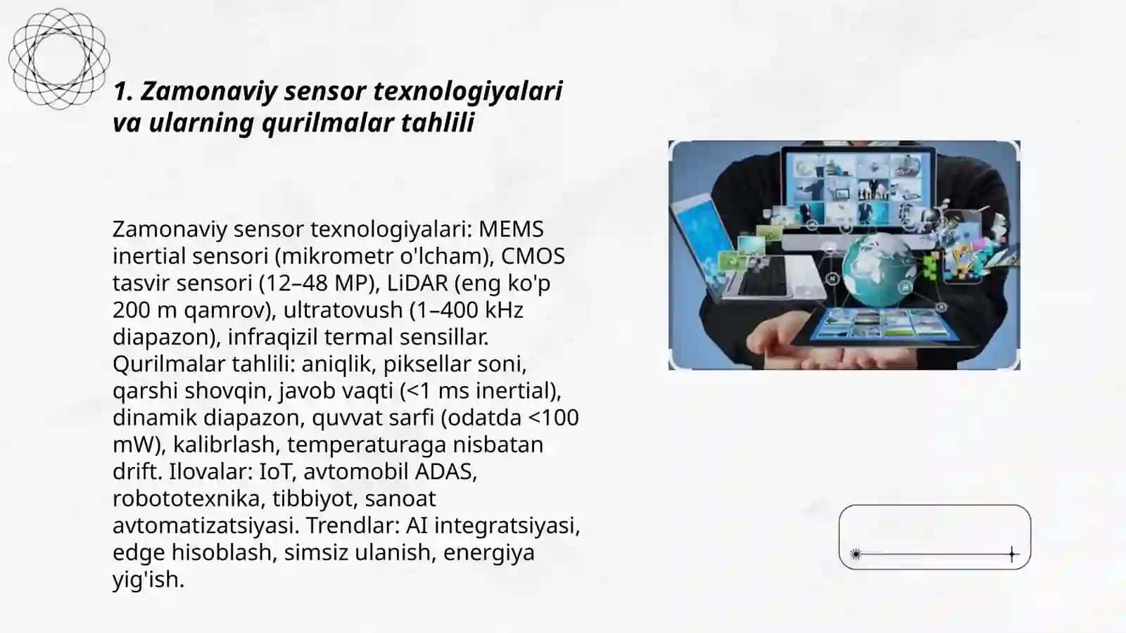 Zamonaviy sensor texnologiyalari va ularning qurilmalar tahlili 3