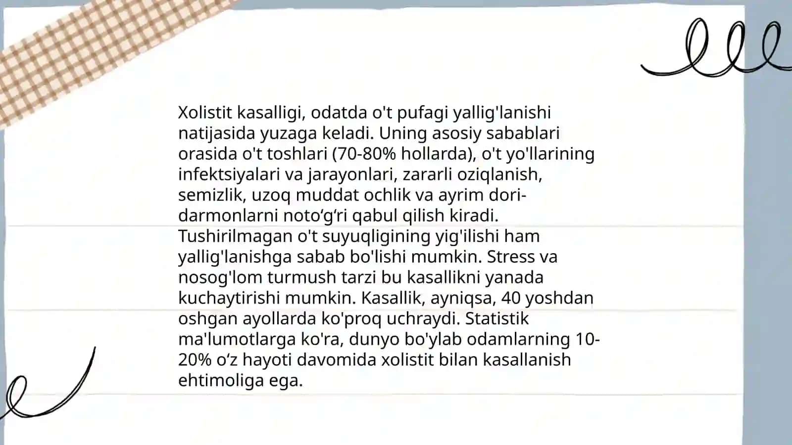 Xolistit kasalligida jismoniy mashq majmuasini tuzish 3