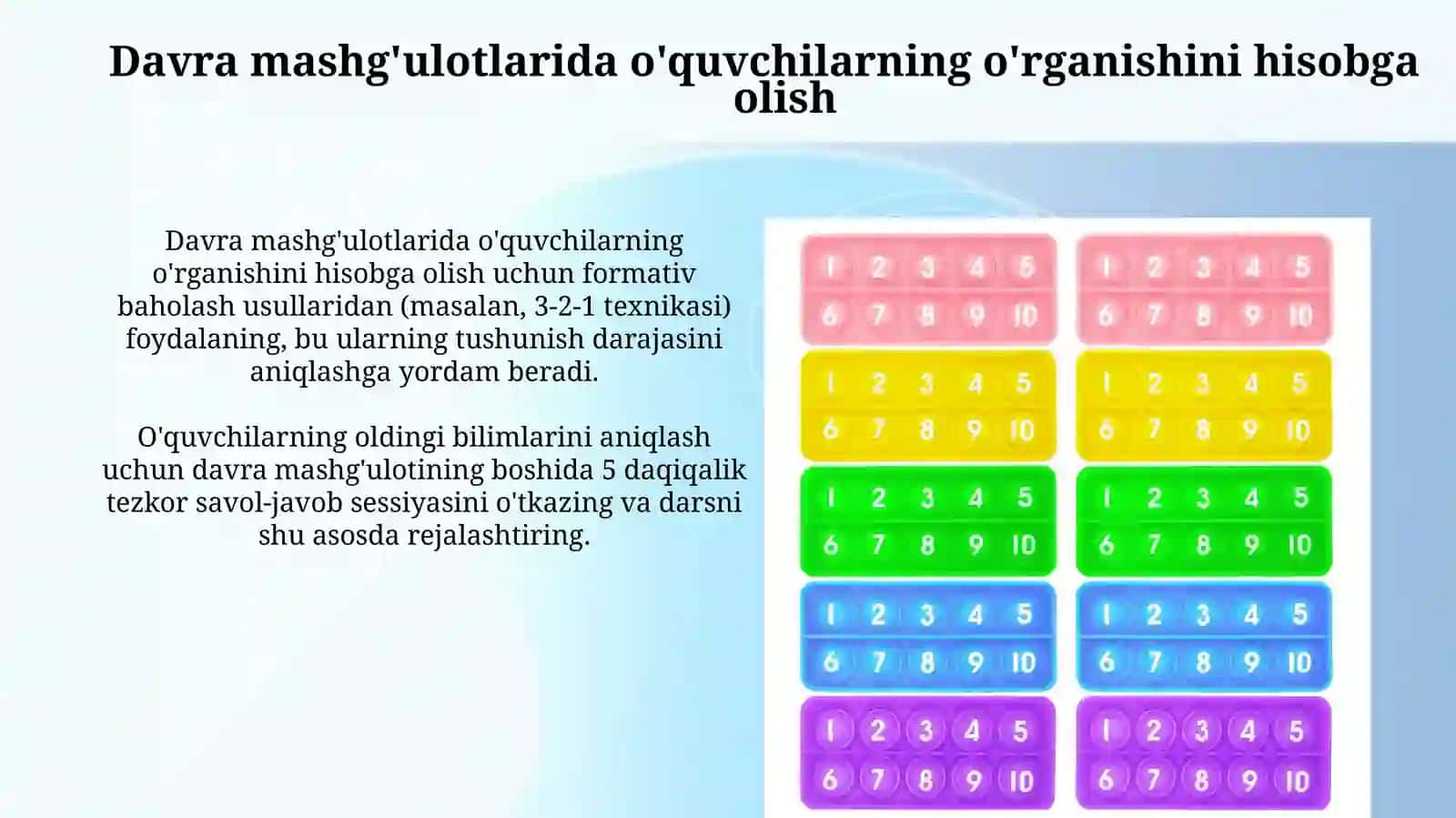Toʻgarak mashgʻulotlarida oʻquvchilar oʻzlashtirishlarinihisobgaolish 3