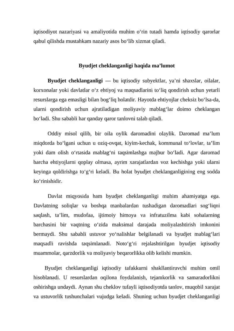 Byudjet cheklanganligi va byudjet tenglamasi 3