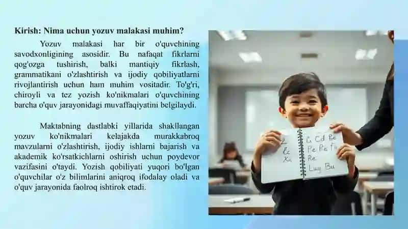Boshlang'ich sinf o'quvchilarida yozuv malakasini rivojlantirish usullari 3