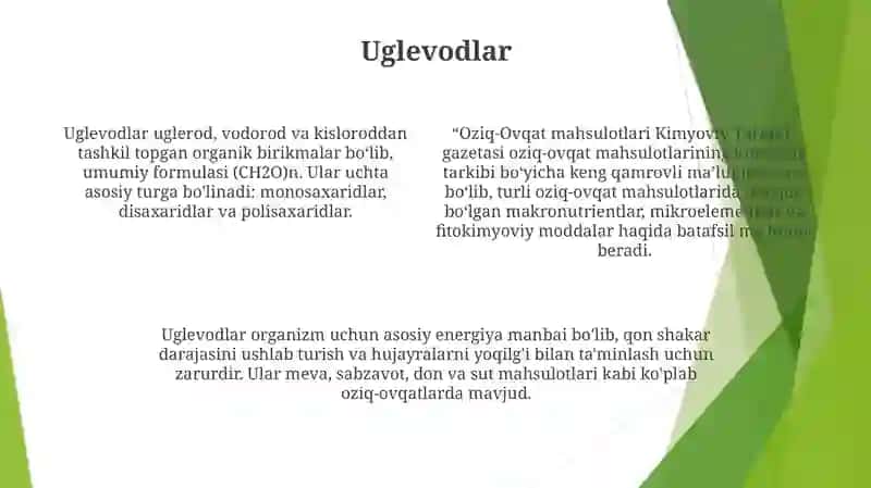 Oziq-Ovqat Mahsulotlari Kimyoviy Tarkibi 3