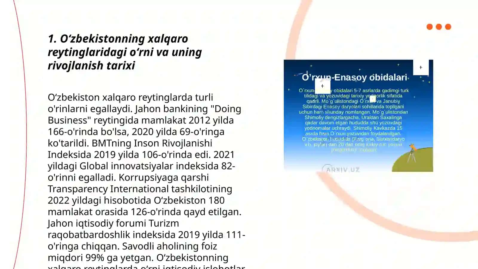 Oʻzbekistonni xalqaro reytinglardagi koʻrsatgichlarini koʻtarishning tarixiy va siyosiy ahamiyati 3