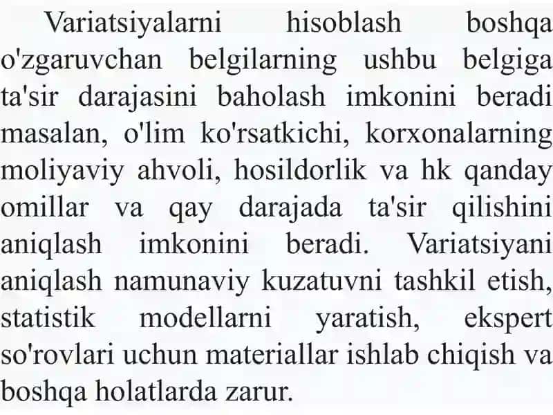Variatsiya koʻrsatgichlari 3