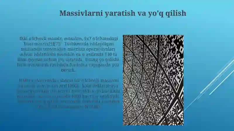 Bir O'lchovli Massivlar 3